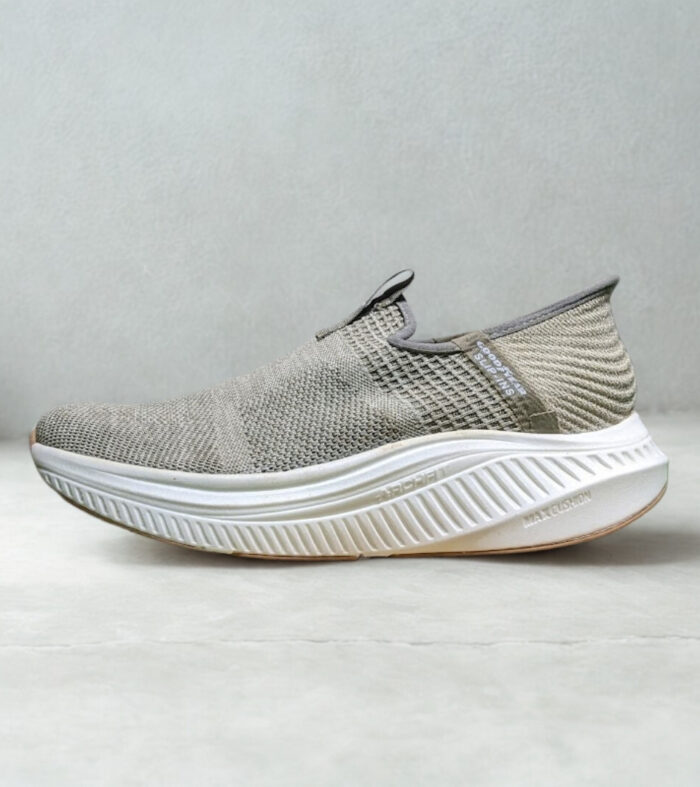 Skechers Archfit max cushion slip ins khaki with logo premium quality (dot perfect)